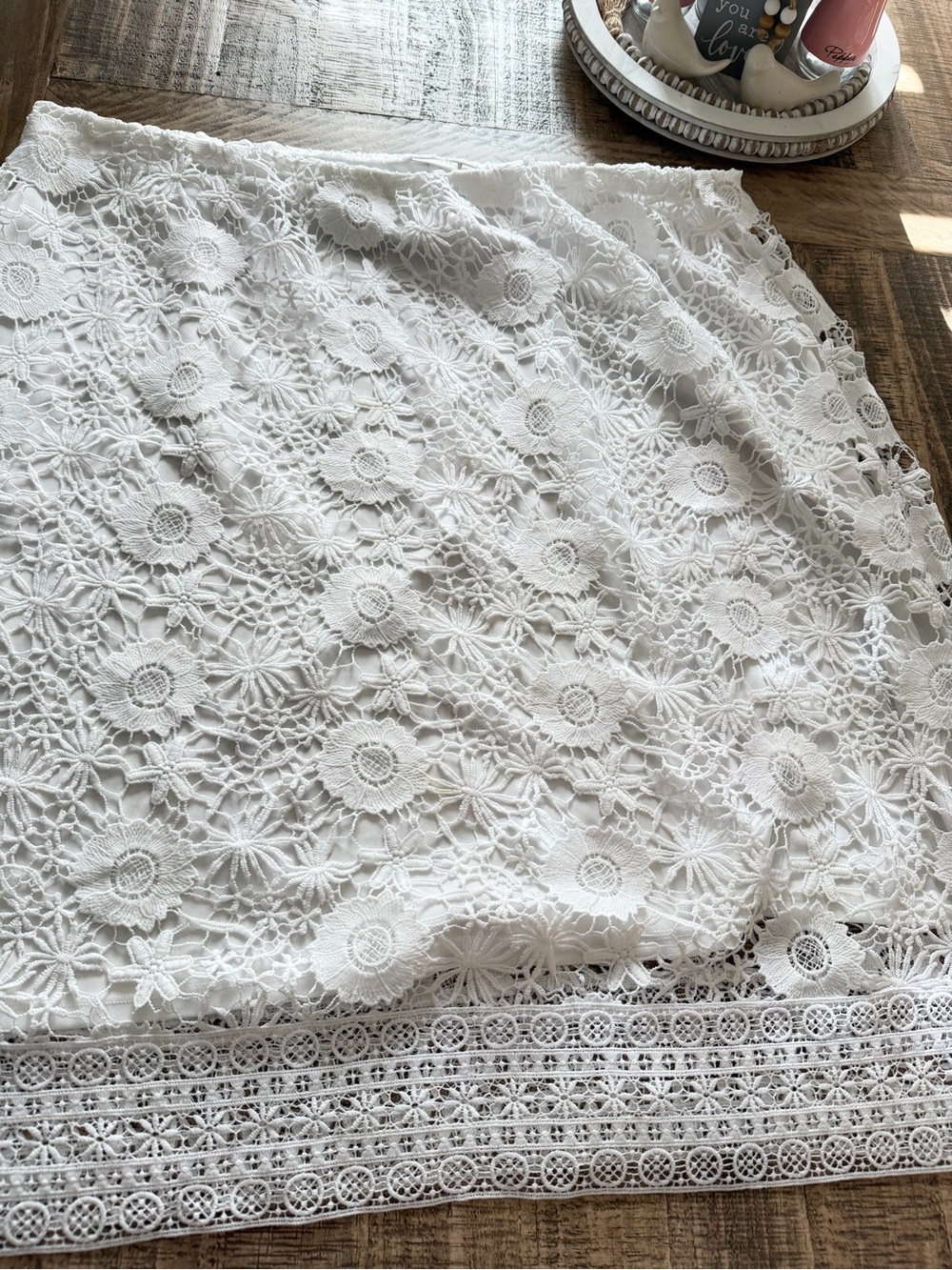 Cato White Crochet Lace Skirt